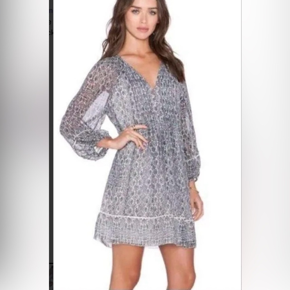 Jolie Sévigny 💯 Silk Floral Porcelain and Verbena Flowy Mini Dress XS/S